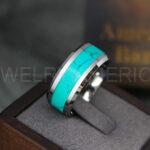 Turquoise Ring, Turquoise Wedding Ring, Turquoise Wedding Band, Turquoise Jewelry, Rose Gold Wedding Ring, Rose Gold Wedding Band, Turquoise - Image 2