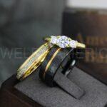 Meteorite Ring, Meteorite Wedding Ring, Meteorite Wedding Band, Meteorite Jewelry, Gold Wedding Ring, Yellow Gold Wedding Band, Couple Rings