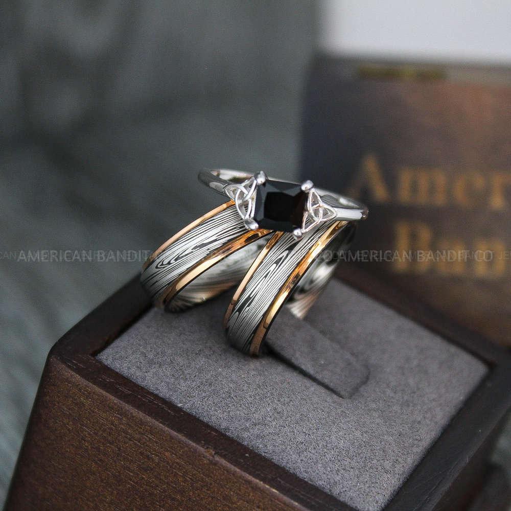 IMG_3857 Damascus Steel Rings, Damascus Steel Jewelry, Damascus Steel Wedding Rings, Damascus Steel Wedding Bands, Couple Rings Matching Couple Rings - Image 1