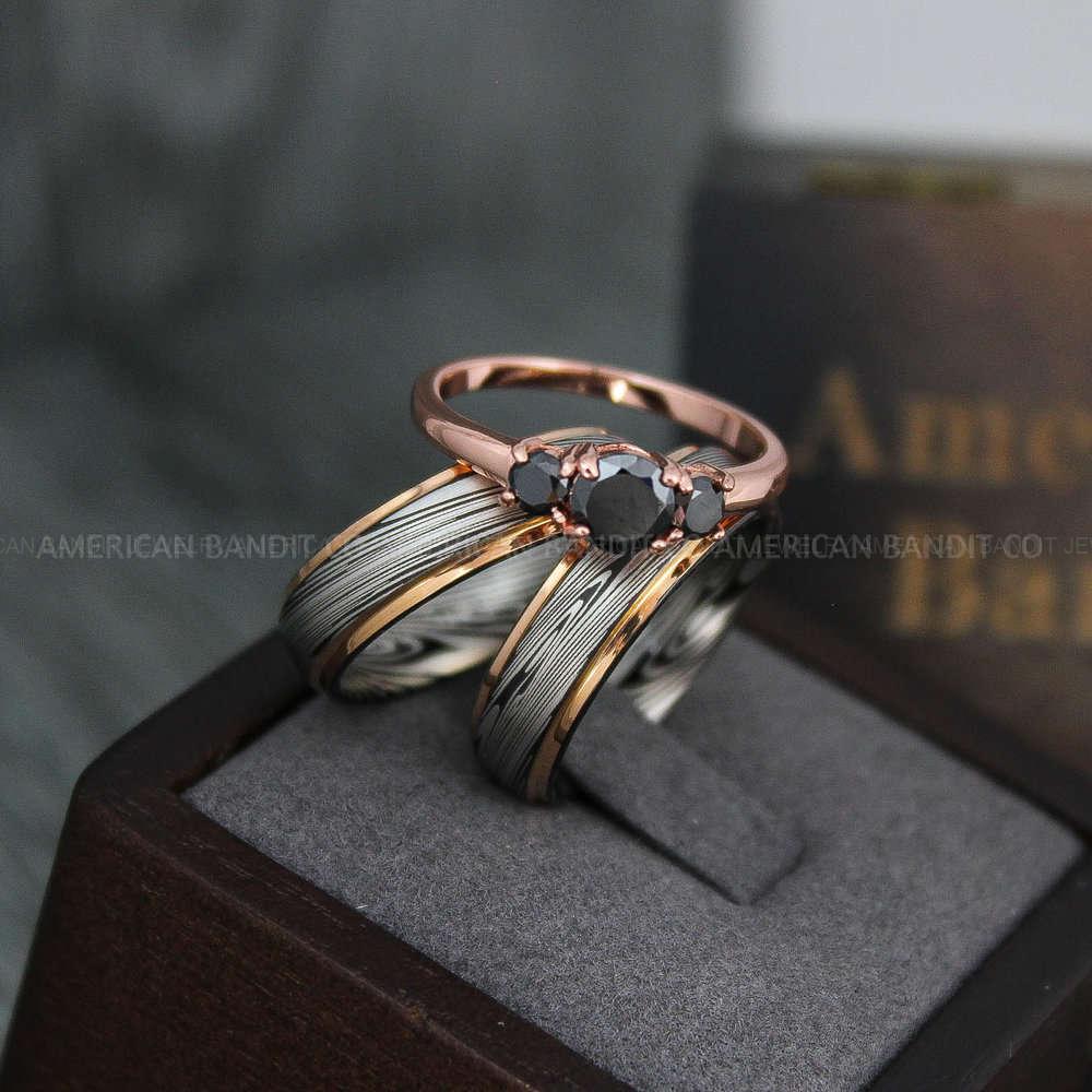 IMG_3859 Damascus Steel Rings, Damascus Steel Jewelry, Damascus Steel Wedding Rings, Damascus Steel Wedding Bands, Couple Rings Matching Couple Rings - Image 1