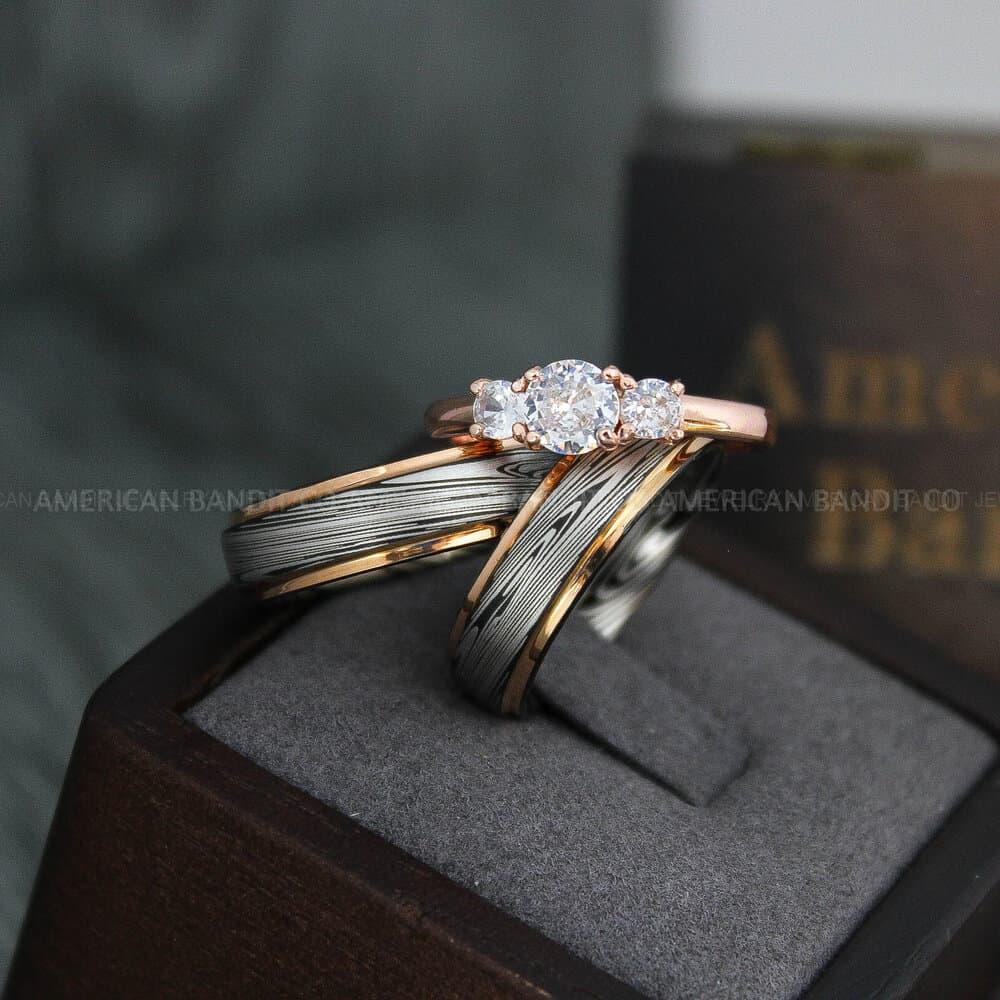 IMG_3860 Damascus Steel Rings, Damascus Steel Jewelry, Damascus Steel Wedding Rings, Damascus Steel Wedding Bands, Couple Rings Matching Couple Rings - Image 1