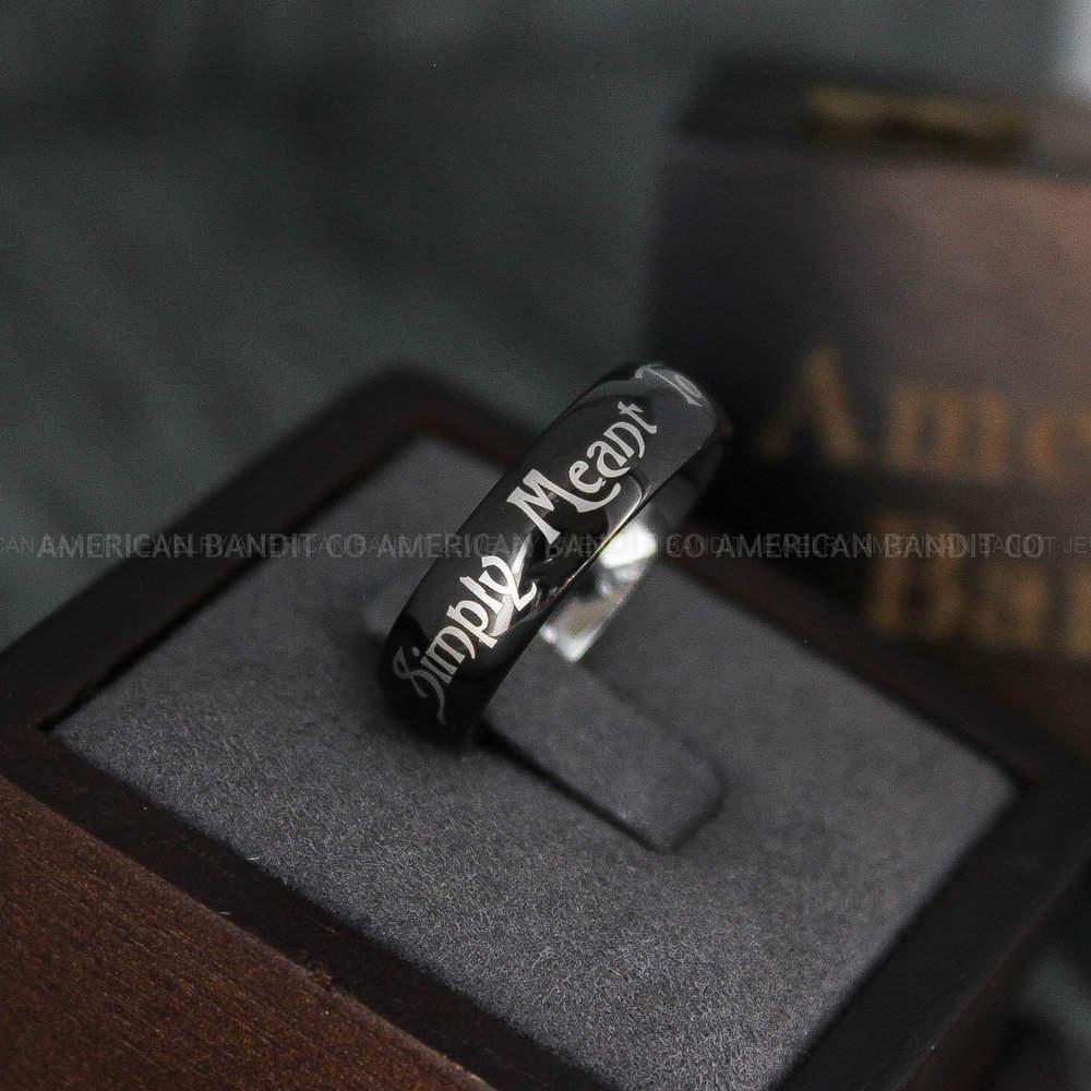 IMG_4652 Simply Meant To Be Ring, Black Wedding Band, Black Wedding Ring - Image 1