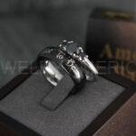 Simply Meant To Be Ring, Bridal Wedding Ring Set, Bridal Rings, Black Wedding Band, Black Wedding Ring