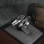 Simply Meant To Be Ring, Bridal Wedding Ring Set, Bridal Rings, Black Wedding Band, Black Wedding Ring - Image 4