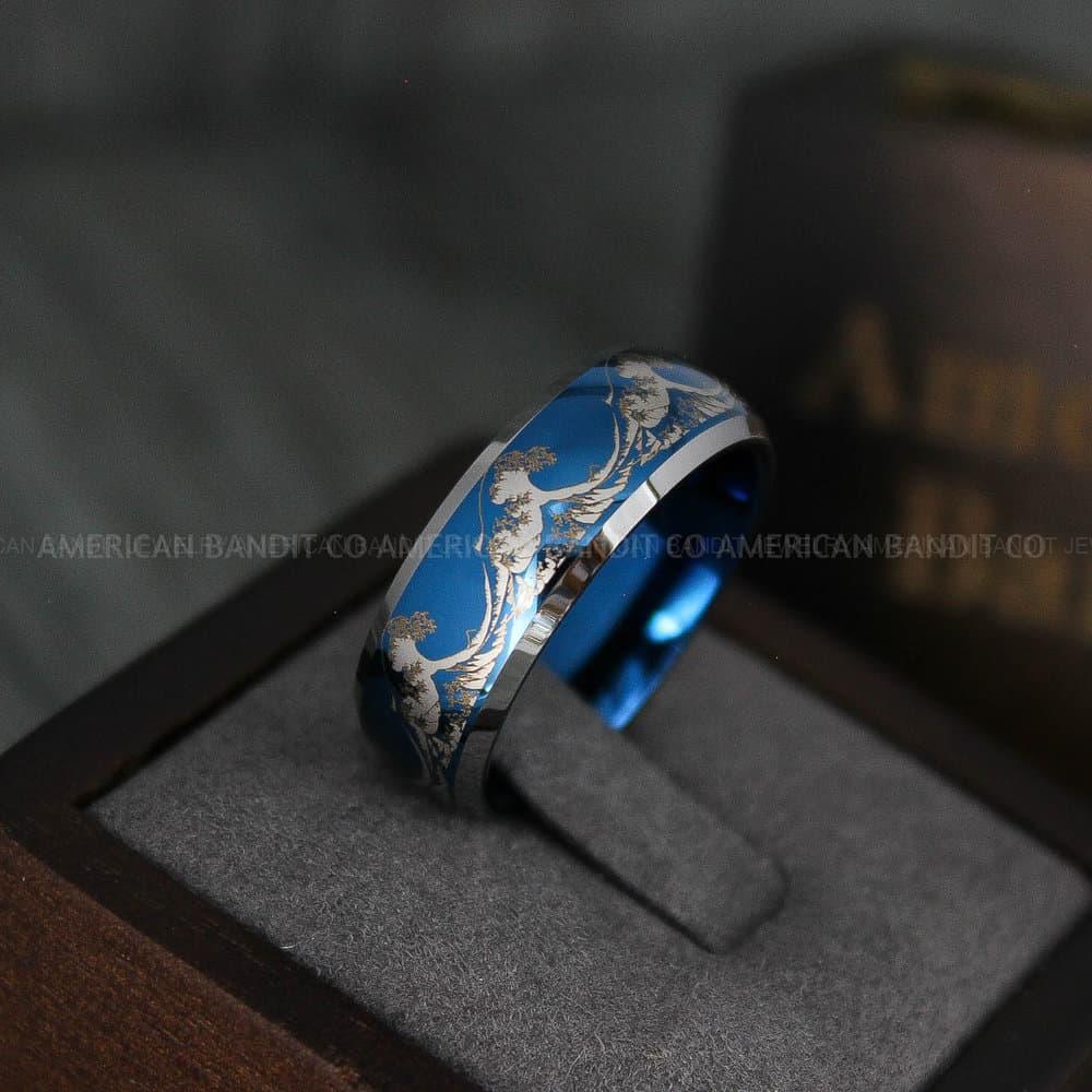 IMG_4684 Ocean Wave Ring, Wave Ring, Beach Jewelry, Beach Wedding Ring, Blue Wedding Ring - Image 1