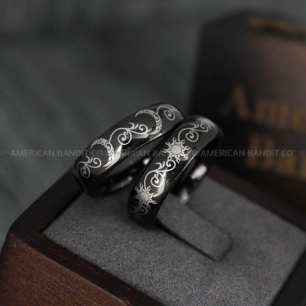 IMG_4685 Sun and Moon Rings, Sun and Moon Wedding Rings, Sun and Moon Wedding Bands, Sun and Moon Jewelry, Couple Rings, Matching Couple Rings - Image 1