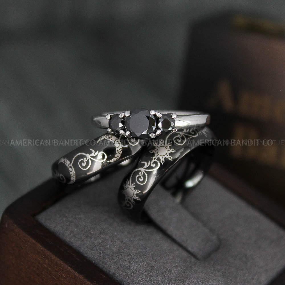 IMG_4686 Sun and Moon Rings, Sun and Moon Wedding Rings, Sun and Moon Wedding Bands, Sun and Moon Jewelry, Couple Rings, Matching Couple Rings - Image 1