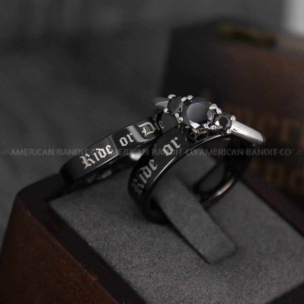 IMG_4692 Ride or Die Rings, Ride or Die, Ride or Die Wedding Rings, Ride or Die Wedding Bands, Black Wedding Rings, Black Wedding Bands, Biker Rings - Image 1
