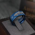 Tarpon Ring, Tarpon Jewelry, Fishing Ring, 8mm Blue Tungsten Band with Flat Edge Tarpon Fish Ring, Hunting Ring, Fish Hooks Ring - Image 4