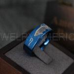 Tarpon Ring, Tarpon Jewelry, Fishing Ring, 8mm Blue Tungsten Band with Flat Edge Tarpon Fish Ring, Hunting Ring, Fish Hooks Ring - Image 3