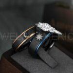 Sun and Moon Rings, Sun and Moon Wedding Rings, Sun and Moon Wedding Bands, Sun and Moon Jewelry, Couple Rings, Matching Couple Rings