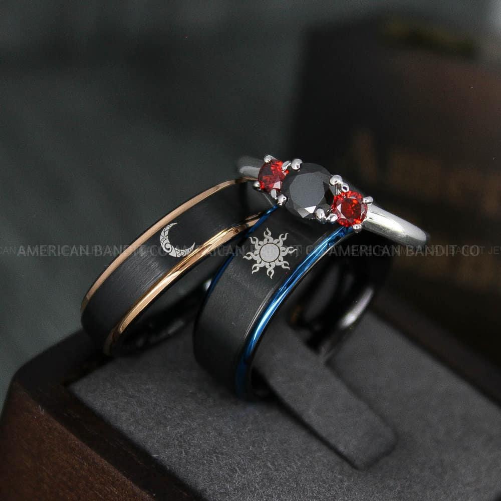 IMG_4704 Sun and Moon Rings, Sun and Moon Wedding Rings, Sun and Moon Wedding Bands, Sun and Moon Jewelry, Couple Rings, Matching Couple Rings - Image 1