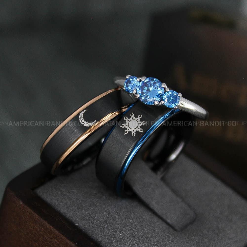 IMG_4705 Sun and Moon Rings, Sun and Moon Wedding Rings, Sun and Moon Wedding Bands, Sun and Moon Jewelry, Couple Rings, Matching Couple Rings - Image 1