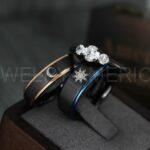 Sun and Moon Rings, Sun and Moon Wedding Rings, Sun and Moon Wedding Bands, Sun and Moon Jewelry, Couple Rings, Matching Couple Rings