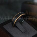Black Wedding Band, Black Wedding Ring, 6MM Black Tungsten Ring, Rose Gold Ring, Rose Gold Wedding Band - Image 2