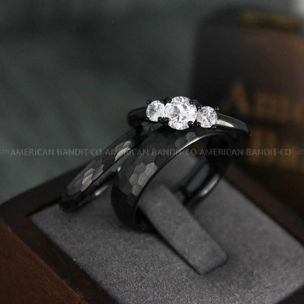 IMG_4730 Hammered Rings, Black Wedding Rings, Black Wedding Bands, Couple Rings, Couple Wedding Bands, Couple Wedding Rings, Matching Couple Rings - Image 1