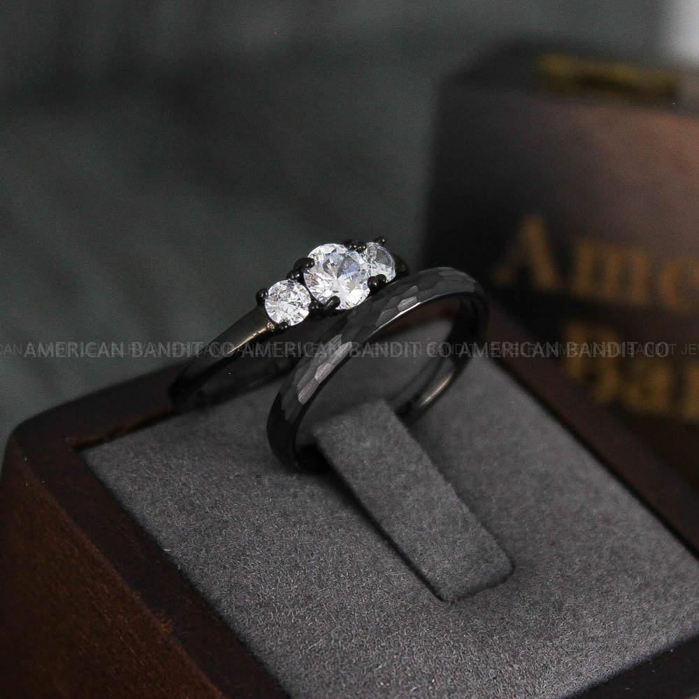 IMG_4732 Hammered Rings, Black Wedding Rings, Black Wedding Bands, Bridal Wedding Rings, Bridal Wedding Bands, Bridal Wedding Rings, Matching Bridal Rings - Image 1