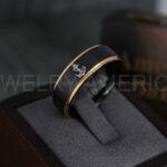 Nautical Ring, Ship Wheel Ring, Anchor Ring, Black Anchor Ring, Black Tungsten Ring, Black Nautical Ring, Ship Wheel Anchor Black Wedding Band, Black Ship Wheel Anchor Tungsten Ring