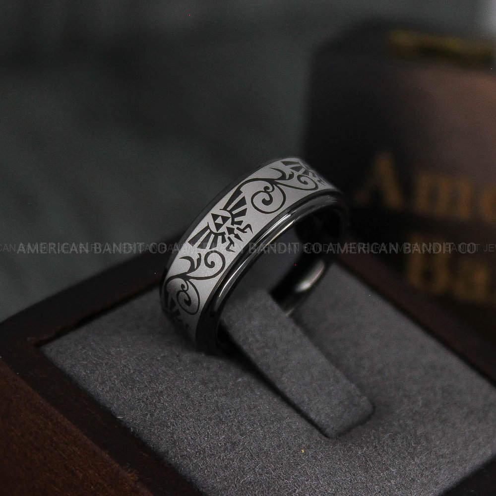 IMG_4741 Zelda Ring, Zelda Wedding Ring, Gamer Ring, Gamer Jewelry, Zelda Wedding Band, Gamer Wedding Ring, Black Wedding Ring - Image 1