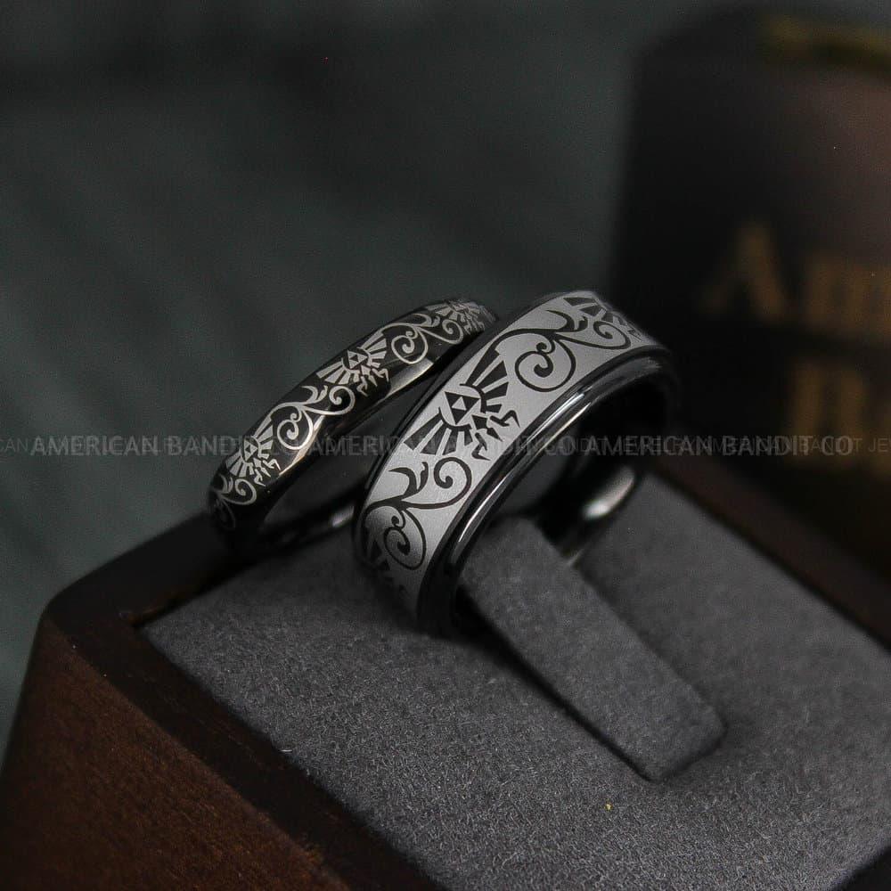 IMG_4742 Zelda Ring, Zelda Wedding Ring, Gamer Ring, Gamer Jewelry, Zelda Wedding Band, Gamer Wedding Ring, Black Wedding Ring - Image 1