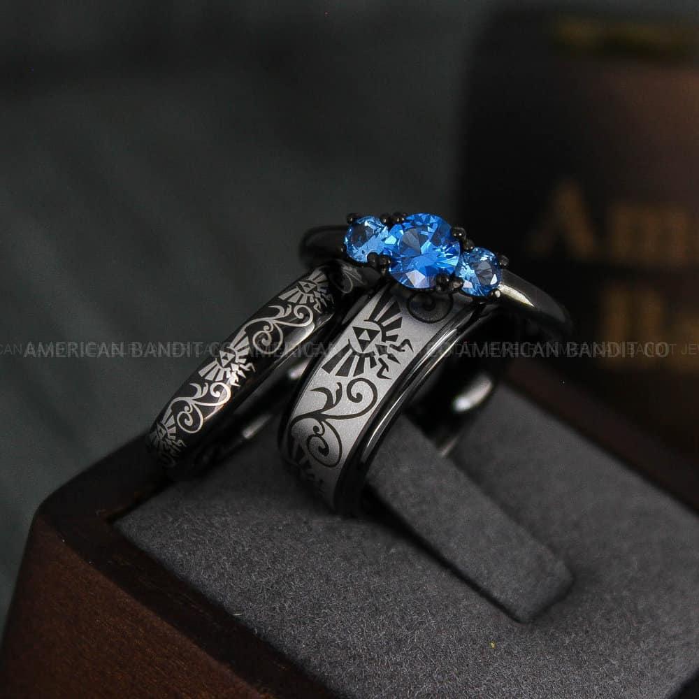 IMG_4748 Zelda Rings, Couple Rings, Zelda Wedding Rings, Gamer Rings, Gamer Jewelry, Zelda Wedding Bands, Gamer Wedding Rings, Black Wedding Rings - Image 1