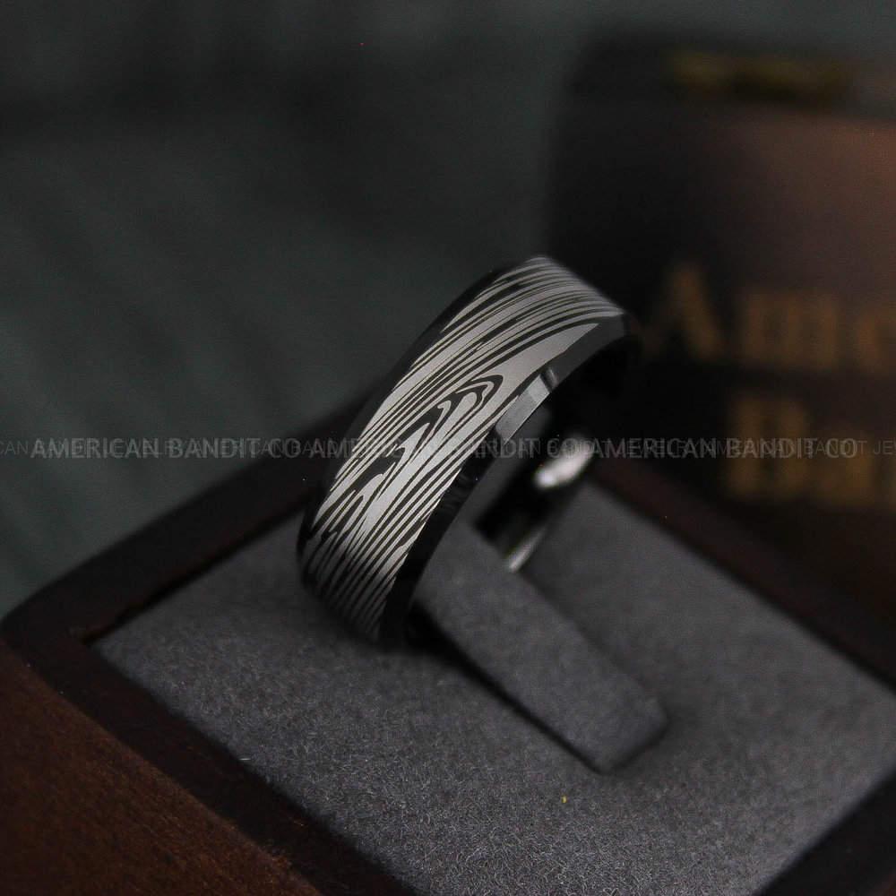 IMG_4751 Damascus Steel Ring, Damascus Steel Wedding Ring, Damascus Steel Wedding Band, Black Wedding Ring, Black Damascus Steel Wedding Ring - Image 1