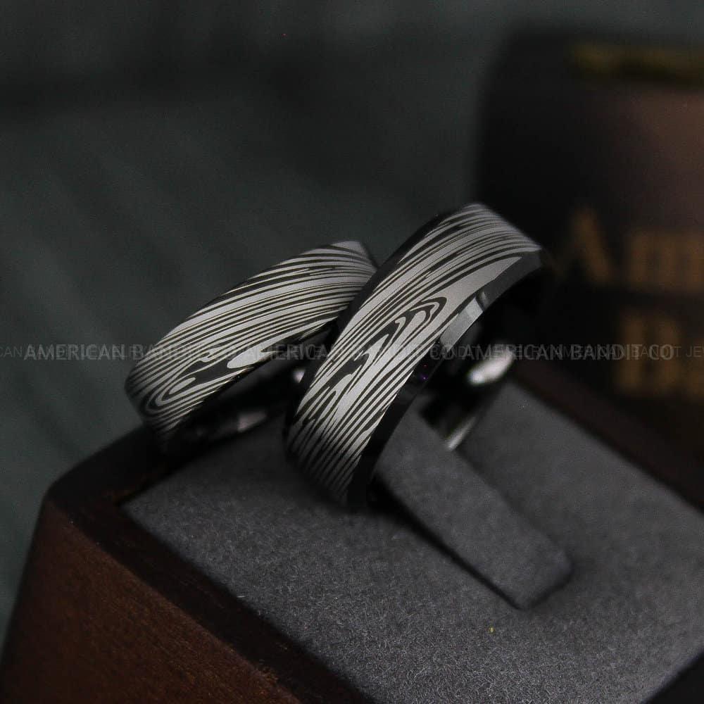 IMG_4752 Damascus Steel Ring, Damascus Steel Wedding Ring, Damascus Steel Wedding Band, Black Wedding Ring, Black Damascus Steel Wedding Ring - Image 1