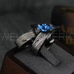 Damascus Steel Rings, Couple Rings, Damascus Steel Wedding Rings, Damascus Steel Wedding Bands, Black Wedding Rings, Black Damascus Steel Wedding Rings