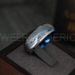 Damascus Steel Ring, Damascus Steel Jewelry, Damascus Steel Wedding Ring, Damascus Steel Wedding Band, Blue Wedding Band, Blue Wedding Ring - Image 5