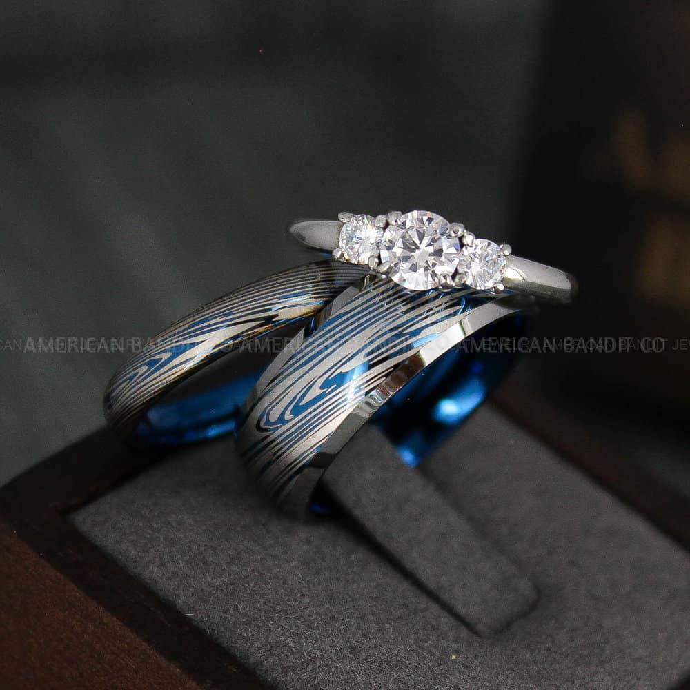 IMG_4783 Damascus Steel Rings, Damascus Steel Jewelry, Damascus Steel Wedding Rings, Damascus Steel Wedding Bands, Couple Rings Matching Couple Rings - Image 1