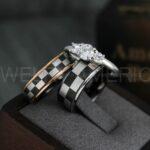 Checkered Flag Rings, Motor Sports Jewelry, Auto Racing Rings, Car Racing Rings, Checkered Flag Pattern Wedding Bands