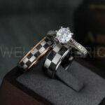 Checkered Flag Rings, Motor Sports Jewelry, Auto Racing Rings, Car Racing Rings, Checkered Flag Pattern Wedding Bands