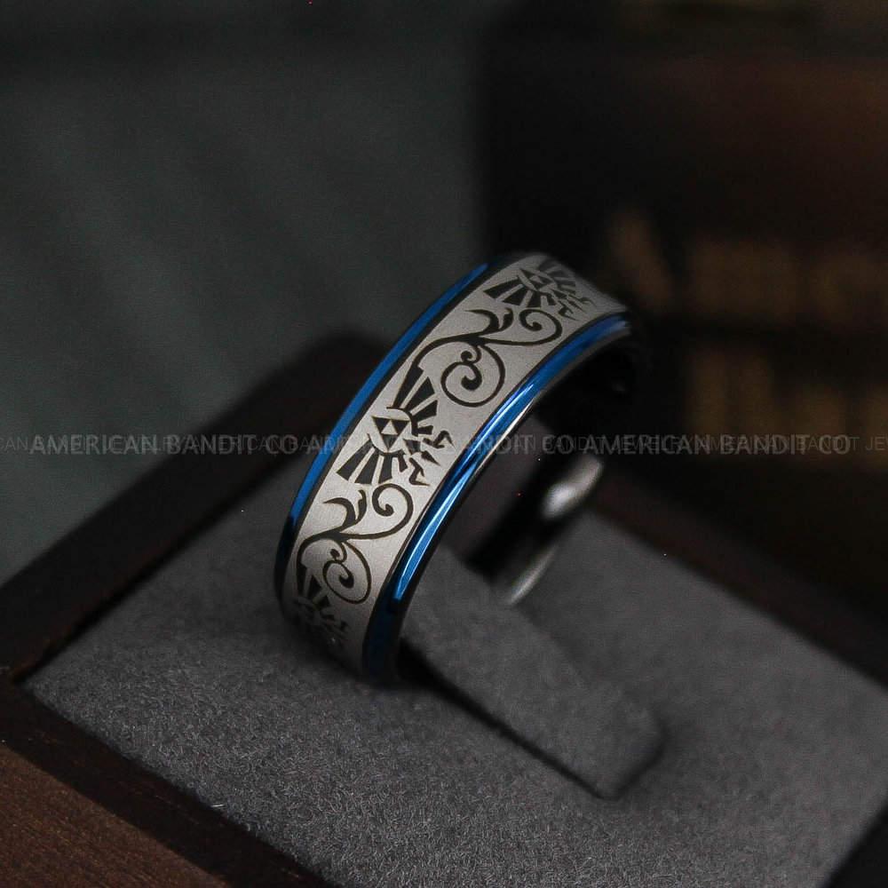 IMG_4805 Zelda Ring, Zelda Wedding Ring, Gamer Ring, Gamer Jewelry, Zelda Wedding Band, Gamer Wedding Ring, Black Wedding Ring - Image 1