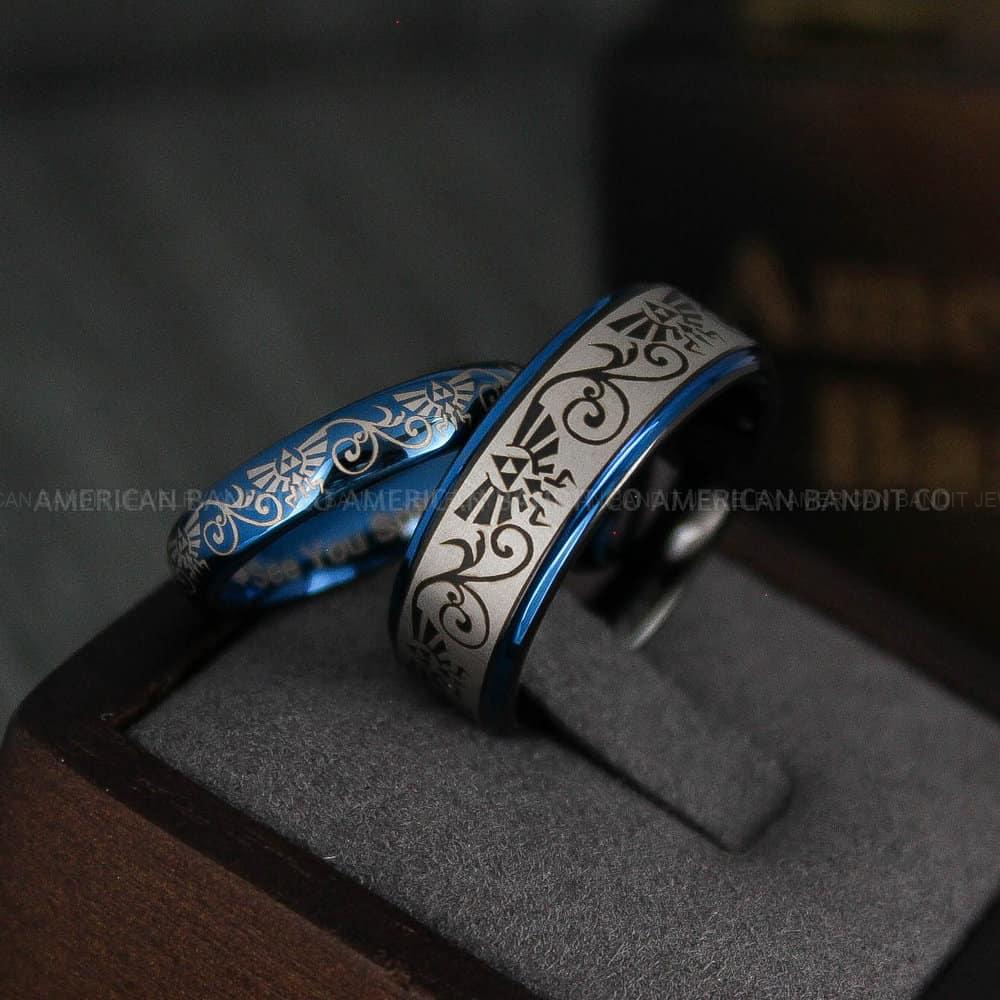 IMG_4806 Zelda Rings, Couple Rings, Zelda Wedding Rings, Gamer Rings, Gamer Jewelry, Zelda Wedding Bands, Gamer Wedding Rings, Blue Wedding Rings - Image 1