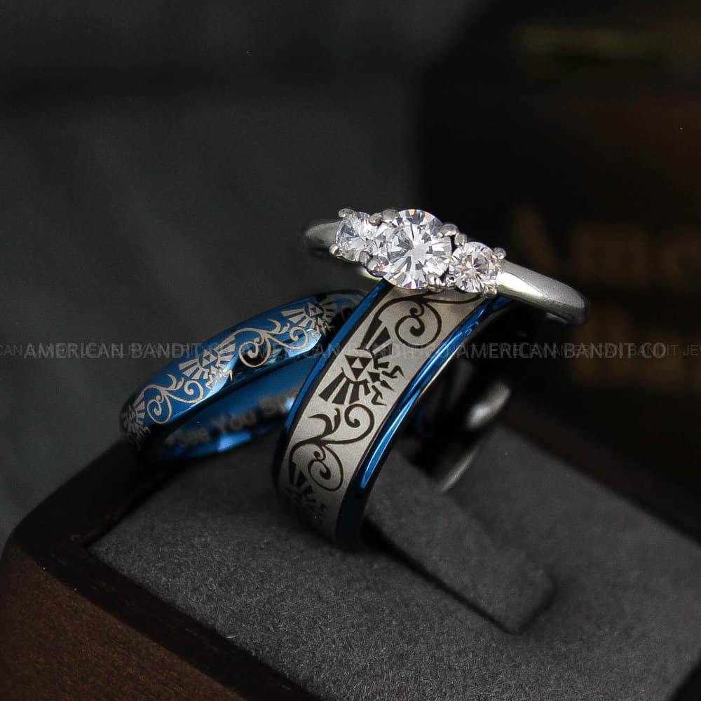 IMG_4809 Zelda Rings, Couple Rings, Zelda Wedding Rings, Gamer Rings, Gamer Jewelry, Zelda Wedding Bands, Gamer Wedding Rings, Blue Wedding Rings - Image 1