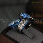Zelda Rings, Couple Rings, Zelda Wedding Rings, Gamer Rings, Gamer Jewelry, Zelda Wedding Bands, Gamer Wedding Rings, Blue Wedding Rings