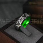 Mickey Mouse Rings, Mickey Rings, Mickey Mouse Wedding Bands, Mickey Mouse Wedding Rings, Black Wedding Bands, Green Couple Rings - Image 5