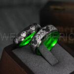 Mickey Mouse Rings, Mickey Rings, Mickey Mouse Wedding Bands, Mickey Mouse Wedding Rings, Black Wedding Bands, Green Couple Rings
