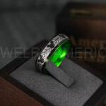 Mickey Mouse Rings, Mickey Rings, Mickey Mouse Wedding Bands, Mickey Mouse Wedding Rings, Black Wedding Bands, Green Couple Rings - Image 2