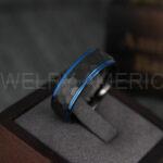 Black Tungsten Hammered Wedding Ring, Black Wedding Ring