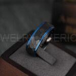 Black Tungsten Hammered Wedding Ring, Black Wedding Ring - Image 3