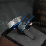 Black Tungsten Hammered Wedding Rings, Couple Rings