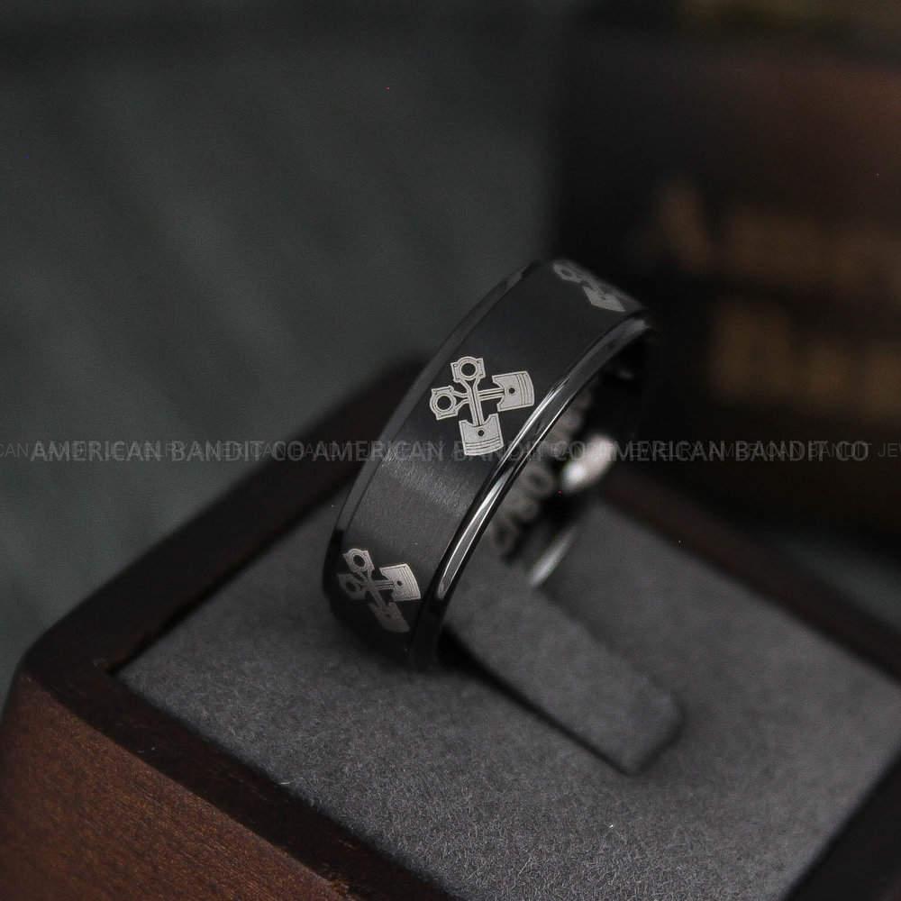 IMG_4859 Engine Pistons Ring, Engine Ring, Mechanic Ring, Mechanic Wedding Band - Image 1