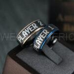 Player 1 Player 2 Rings, Gamer Rings, Couple Rings, Gamer Couple Wedding Bands, Gamer Wedding Rings
