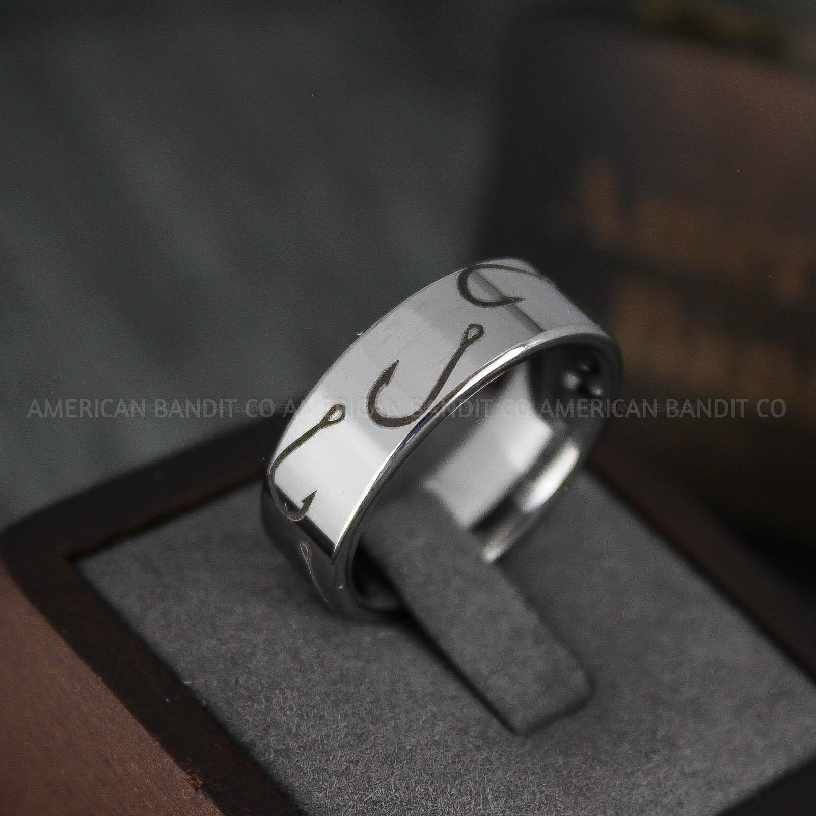 IMG_4889 Fish Hooks Ring, Fishing Ring, Fisherman Ring, Fisherman Jewelry, Fishing Wedding Ring, Fishing Wedding Band - Image 1