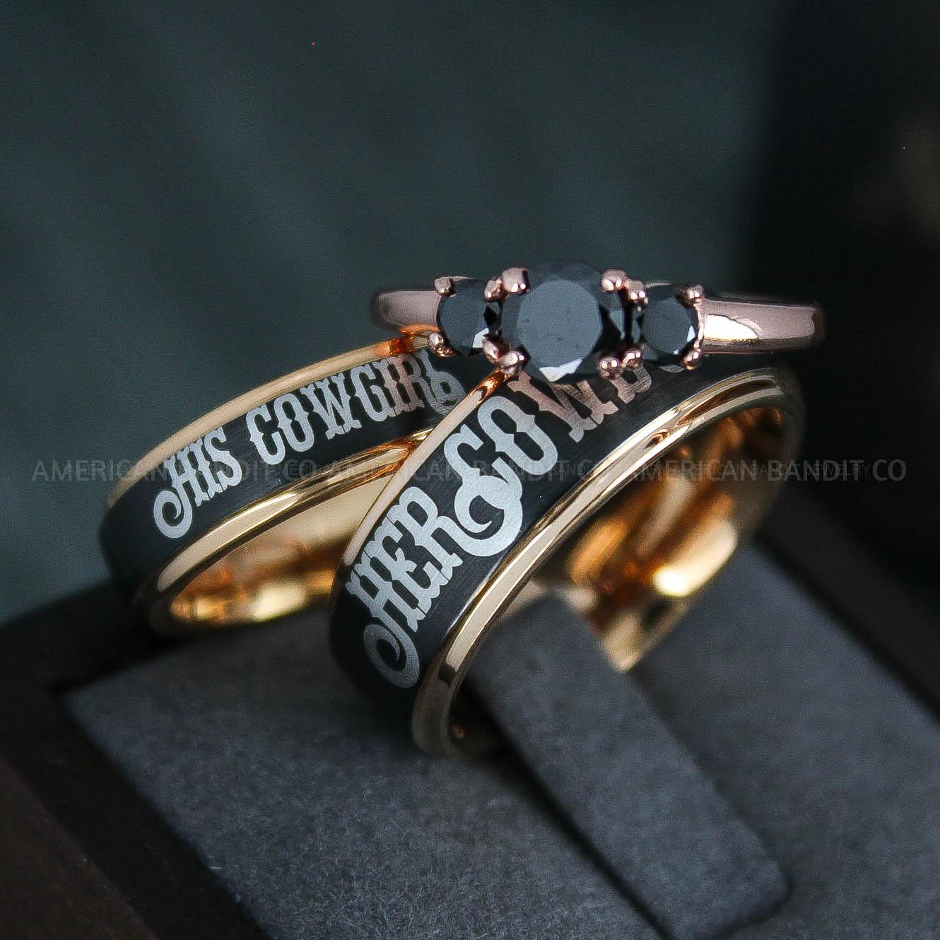 IMG_4906 Her Cowboy His Cowgirl Rings, Couple Cowboys Rings, Cowboys Rings, Cowboys Wedding Bands, Cowboys Jewelry - Image 1