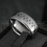 Wild Turkey Ring, Turkey Hunting Ring, Silver Tungsten Ring, Silver Wedding Band, Hunting Ring, Turkey Tracks Wedding Band, Turkey Tracks Ring - Image 2