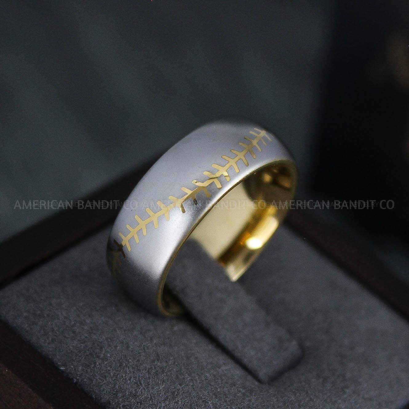 IMG_4919 Baseball Ring, Baseball Wedding Ring, Baseball Wedding Band, Gold Ring, Gold Wedding Band, Gold Baseball Wedding Band, Baseball Jewelry - Image 1