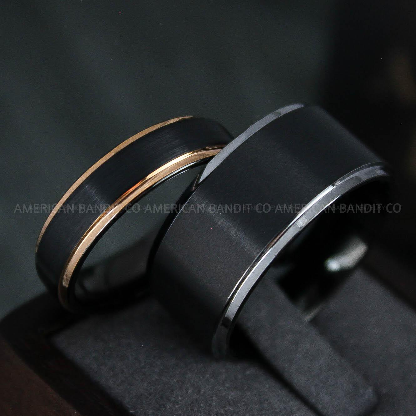 IMG_4924 Couple Rings, Couple Wedding Bands, Black Wedding Bands, Black Wedding Rings - Image 1