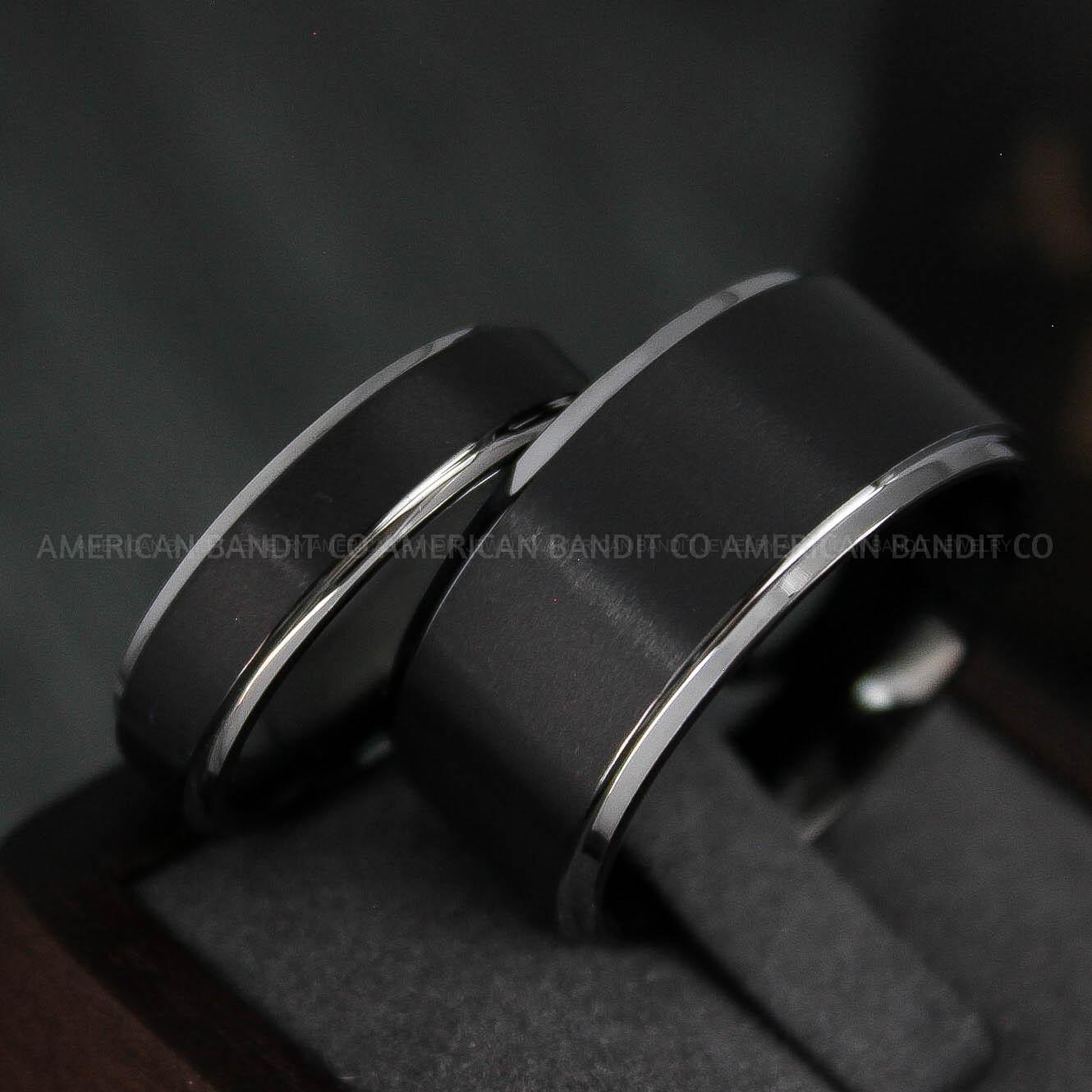 IMG_4925 Couple Rings, Couple Wedding Bands, Black Wedding Bands, Black Wedding Rings - Image 1